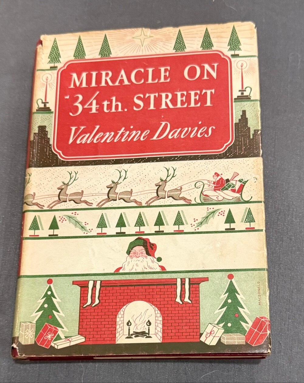 Vintage 1947 Miracle on 34th Street Hardcover Book w/ Dust Jacket - Valentine Da
